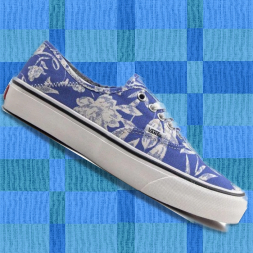 Vans Blue and White Floral Sneakers